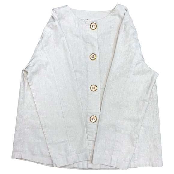 Vintage Tudor Court by Haband Lightweight Linen Blazer Jacket Neutral Casual - Picture 7 of 12